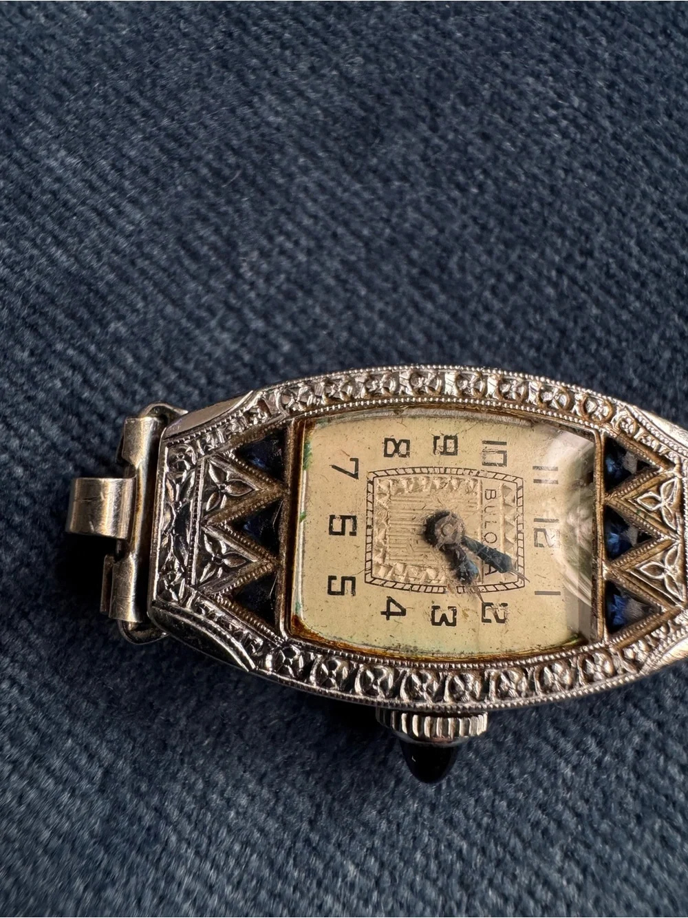 ART DECO BULOVA 1924 GOLD FILLED & SAPPHIRE‎ MISS LIBERTY Case manual Wind Watch